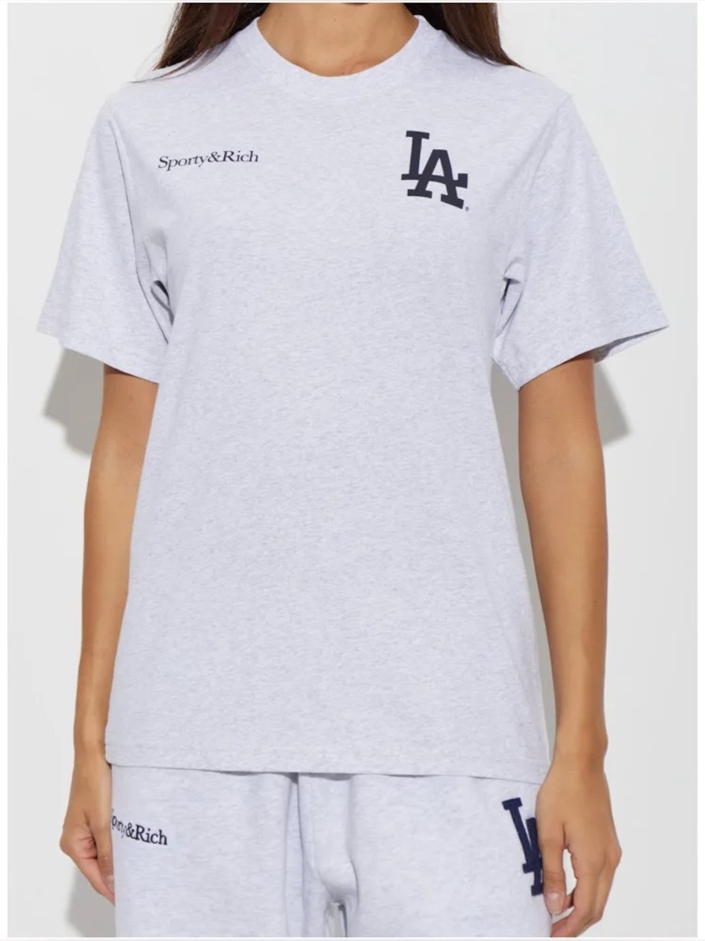 NEW Sporty Rich LA Dodgers Collab Heather Grey Tee Shirt Limited Edition Small